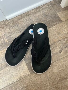 Vintage Y2K Converse Black Frayed Flip Flop Sandals